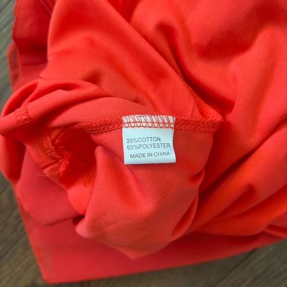 Miss Layered Red Orange Flare Long Sleeve V Neck A Line Dress Women’s Medium - Picture 7 of 7